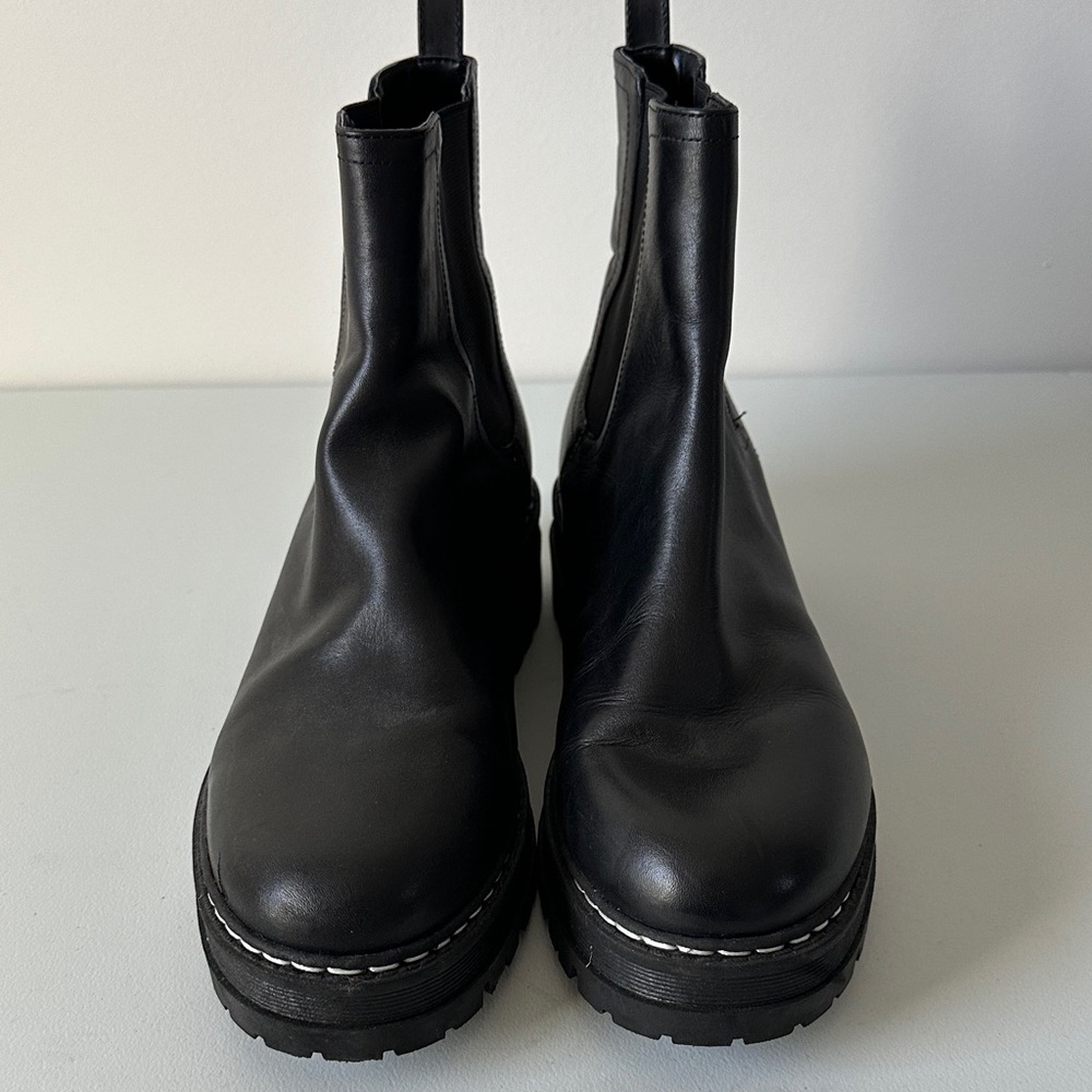 Marc Fisher Lug Sole Black Ankle Chelsea Booties - Picture 3 of 8